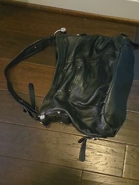 b. makowsky Black Leather Shoulder Bag